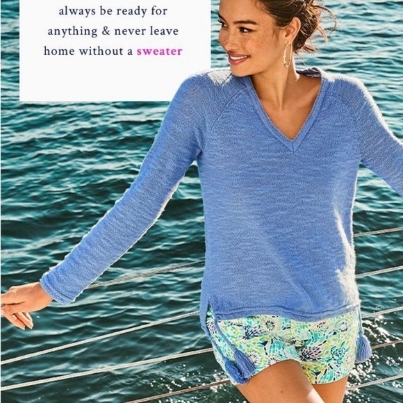 Lilly Pulitzer Jody Vneck Sweater in Periwinkle Purple Size Small - Picture 2 of 10